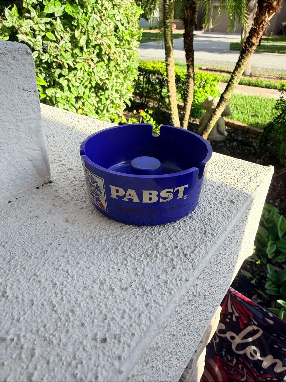 Vintage Pabst Blue Ribbon PBR Beer Blue Plastic Advertising Ashtray
